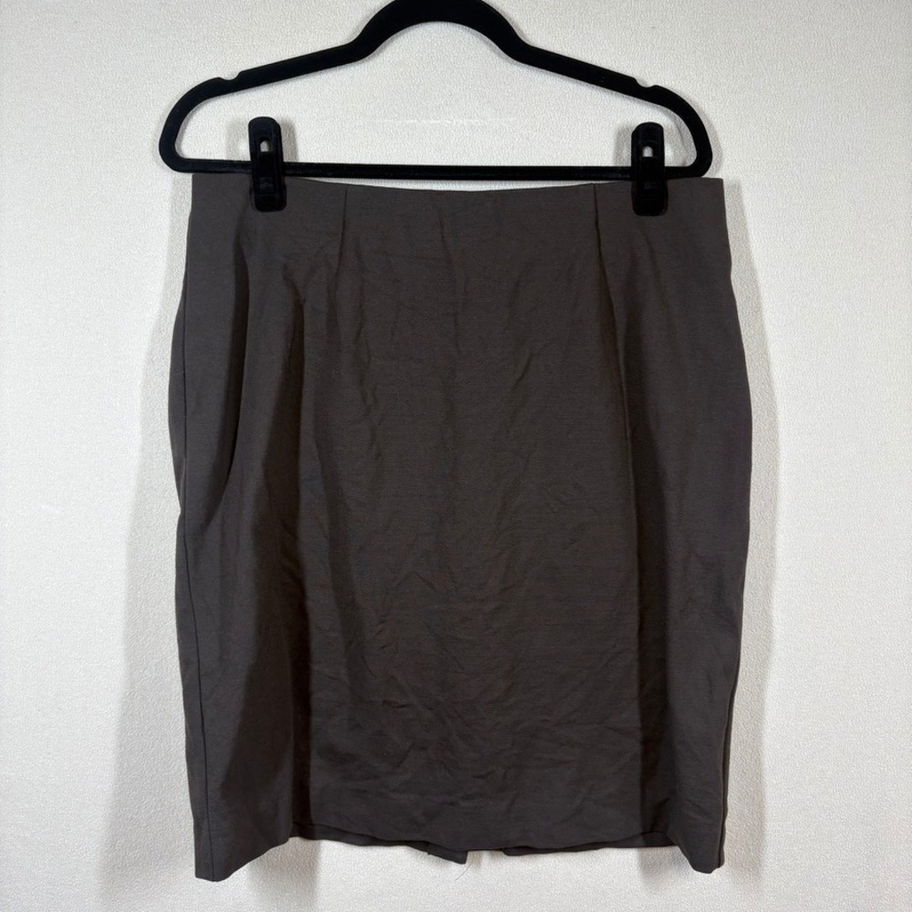 J. Jill Womens Brown Ponte Knit Pencil Skirt M Stretch Pull On Casual Classic